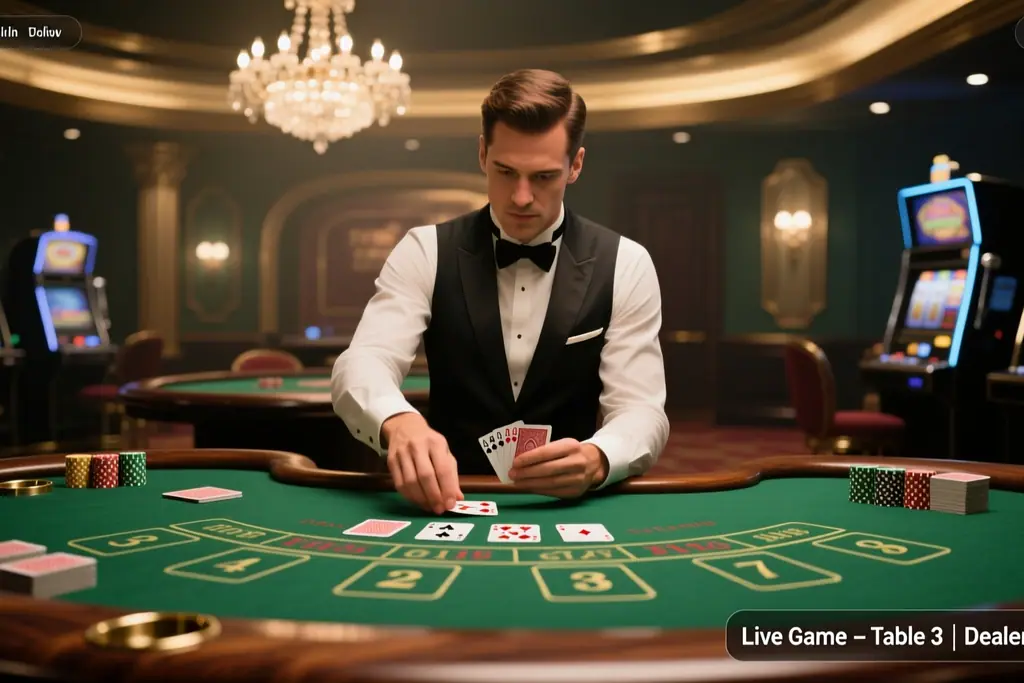 Blackjack na żywo: decyzje przy stole z krupierem